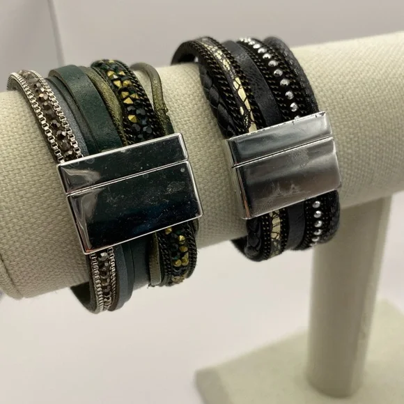 Set of 2 Wrap Leather Bracelets - Picture 5 of 8